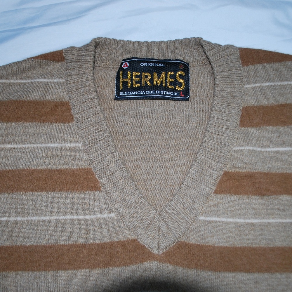 Ecuador Men's Sweater - Brown Stripes - Large
